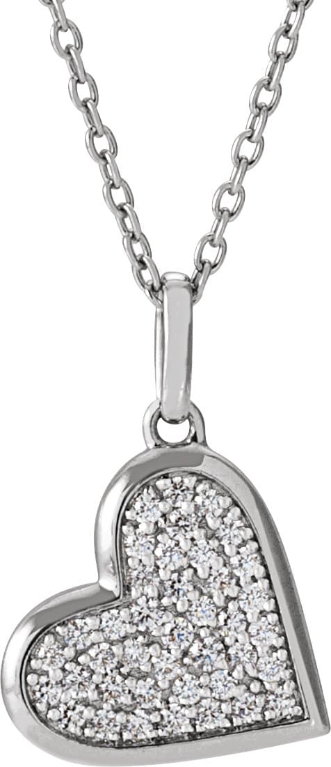 14K White 1/4 CTW Natural Diamond Heart 18 Necklace
