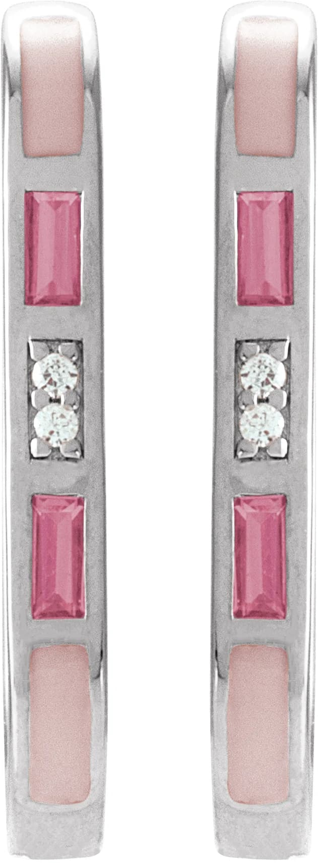 Accented Elongated Hoop Earrings, view 3