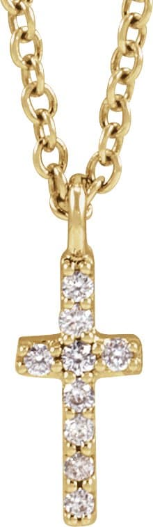 14K Rose .04 CTW Natural Diamond Cross 18 Necklace