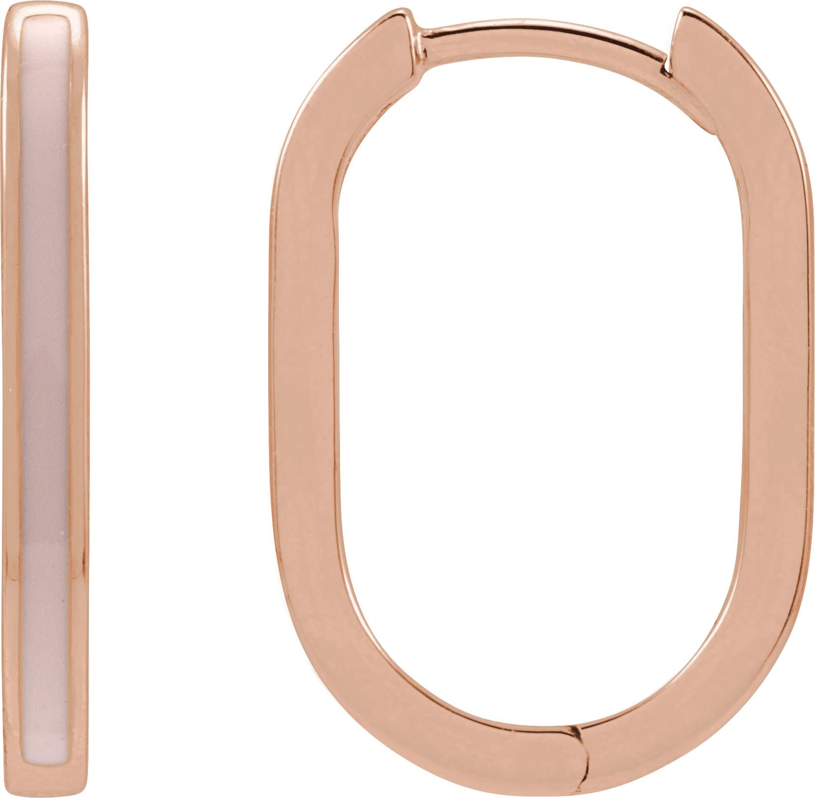 14K Rose Pink Enamel 11.9 mm Hoop Earrings