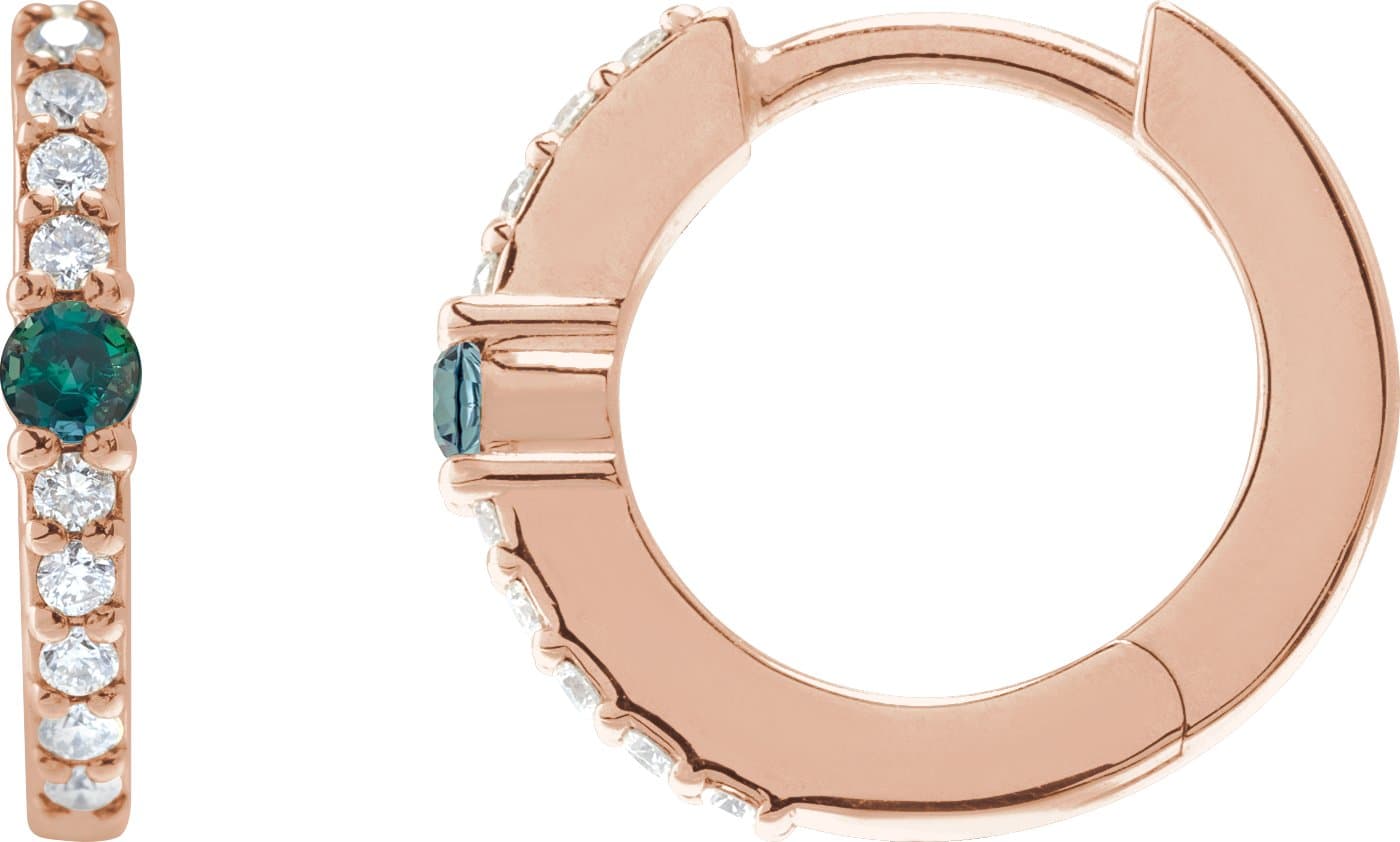 14K Rose Gold Natural Diamond & 1/8 CTW Natural Diamond 13.6 mm Hoop Earring