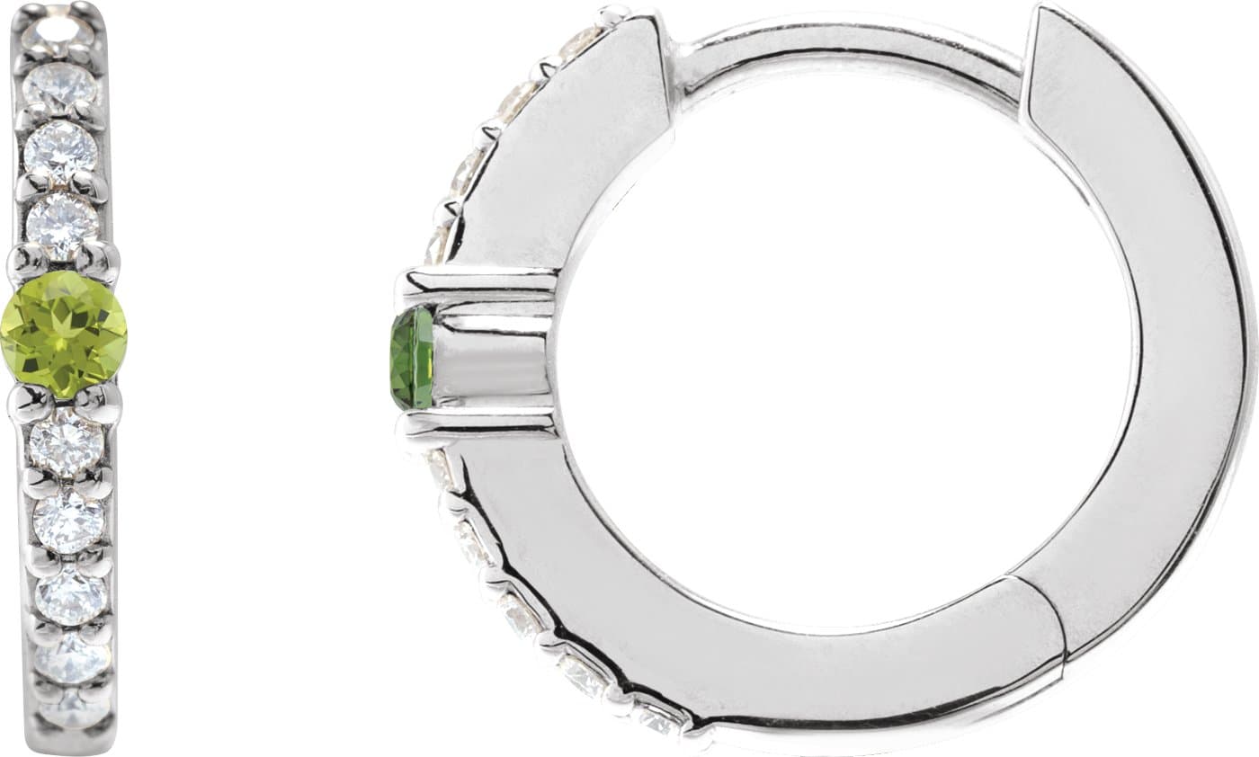 14K Rose Lab-Grown Alexandrite & 1/8 CTW Natural Diamond 13.6 mm Hoop Earring