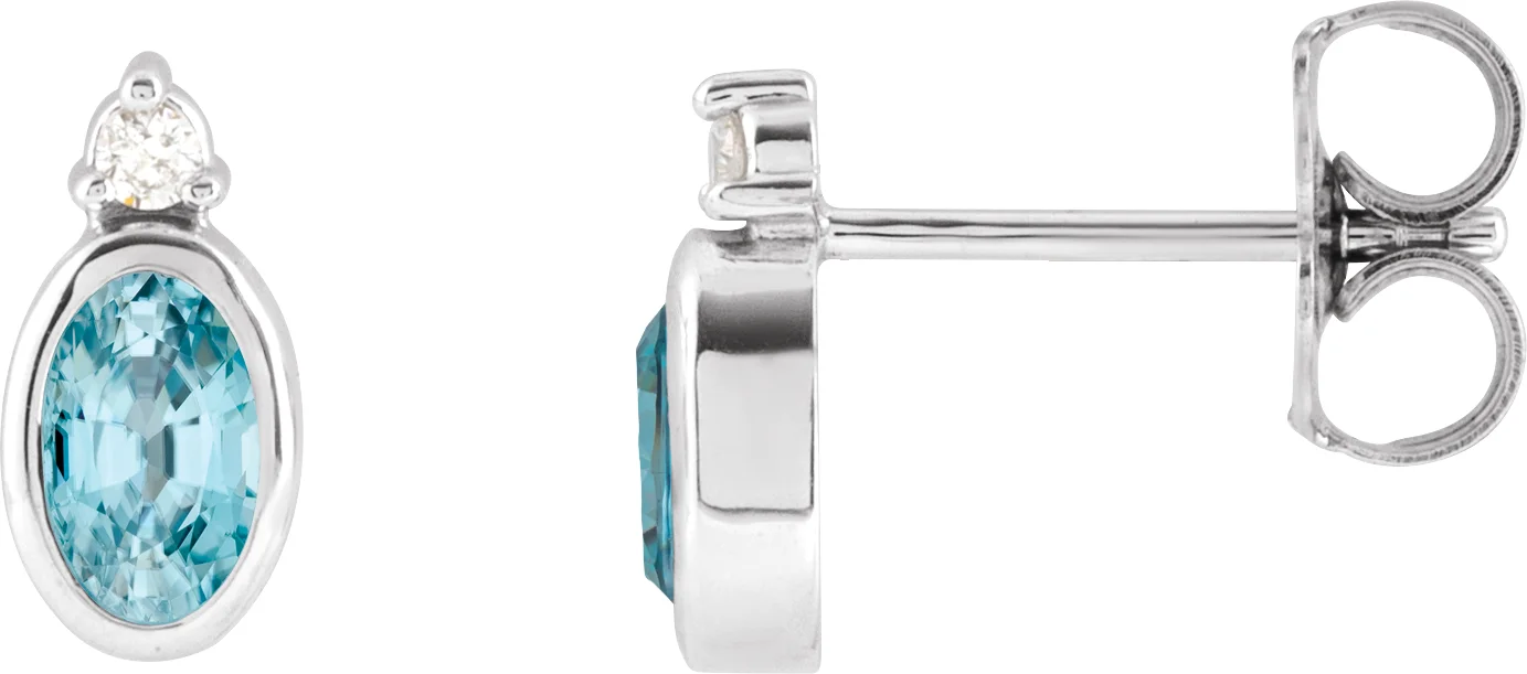 Accented Bezel-Set Earrings, view 2