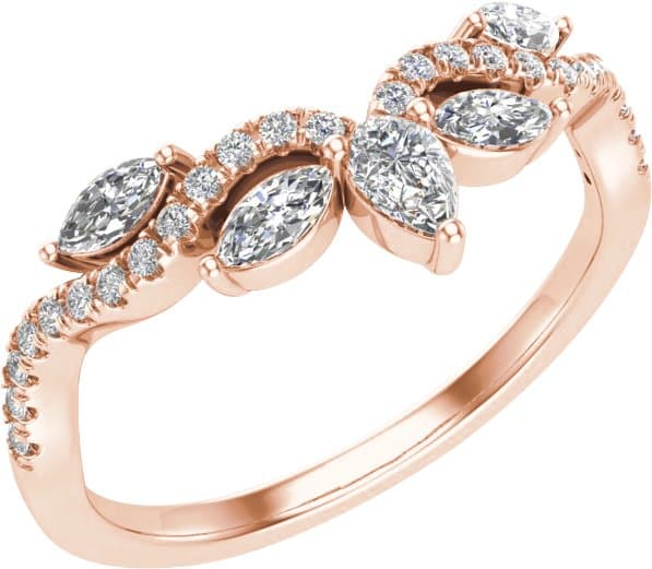 14K Rose 1/2 CTW Lab-Grown Diamond Contour Band