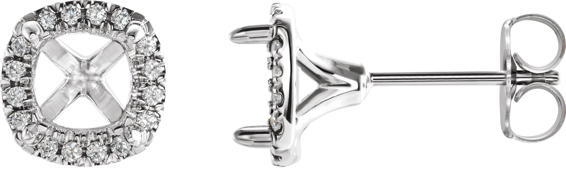 14K Rose 3.5x3.5 mm Square 1/10 CTW Lab-Grown Diamond Semi-Set Halo-Style Earrings