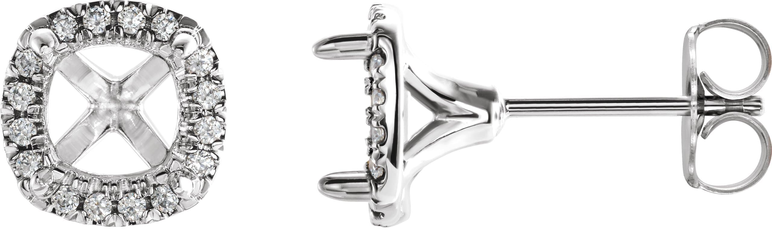 14K Rose 3.5x3.5 mm Square 1/10 CTW Lab-Grown Diamond Semi-Set Halo-Style Earrings