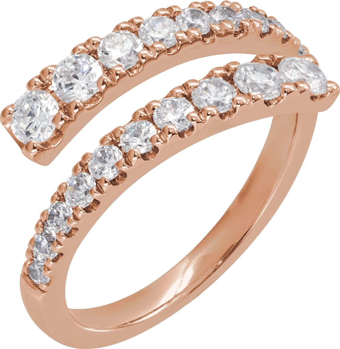 14K Rose Gold 9/10 CTW Lab-Grown Diamond Bypass Ring