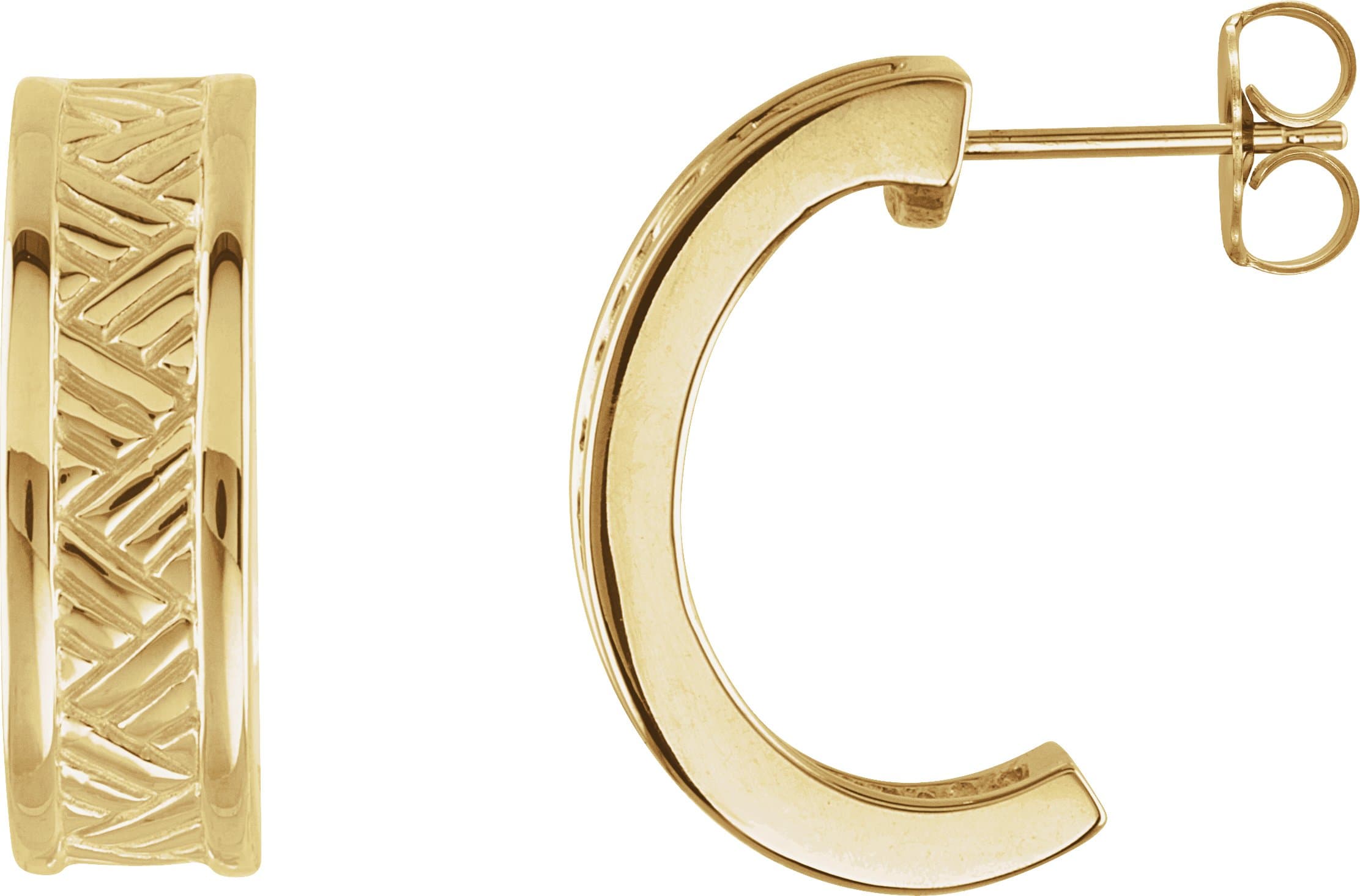 14K Rose J-Hoop Earrings