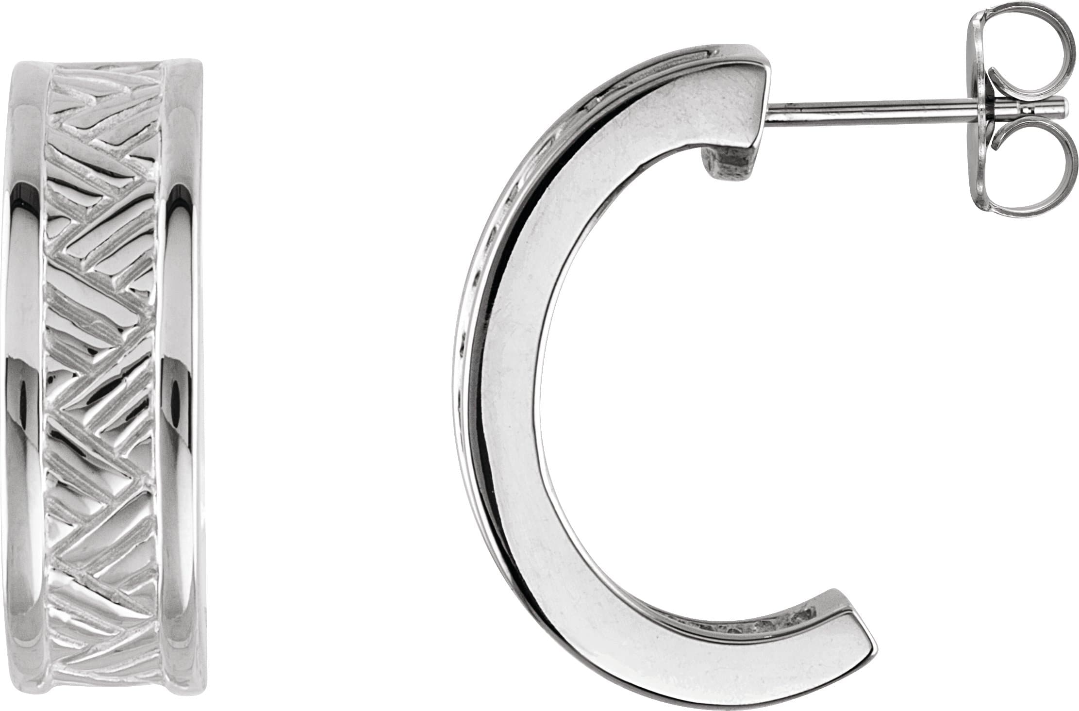 Patterned J-Hoop Earrings view 1