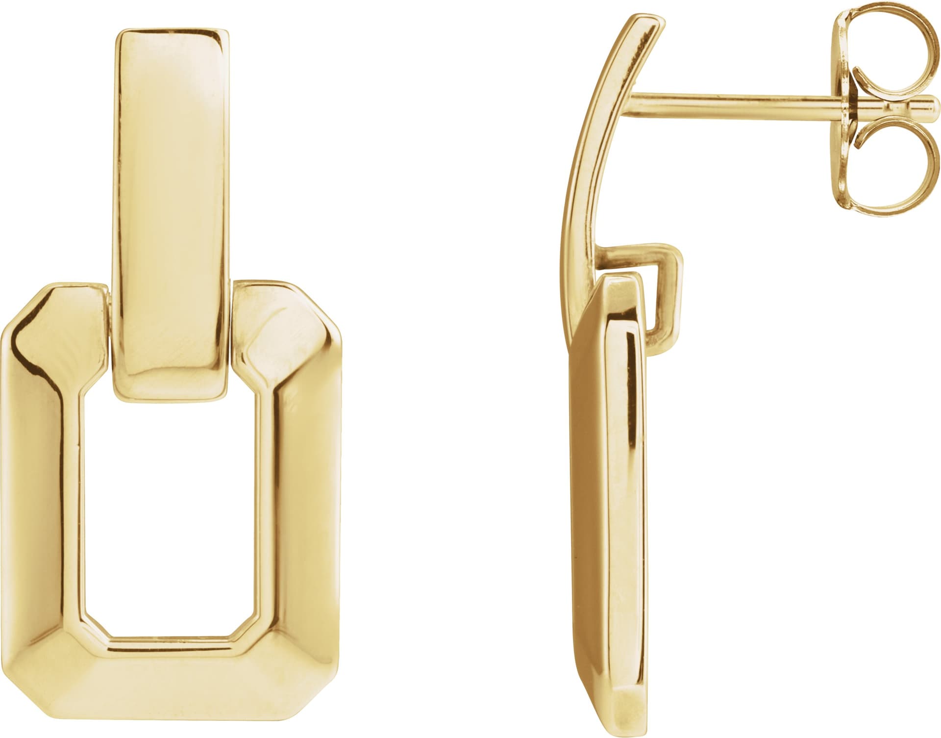 14K Rose Geometric Drop Earring
