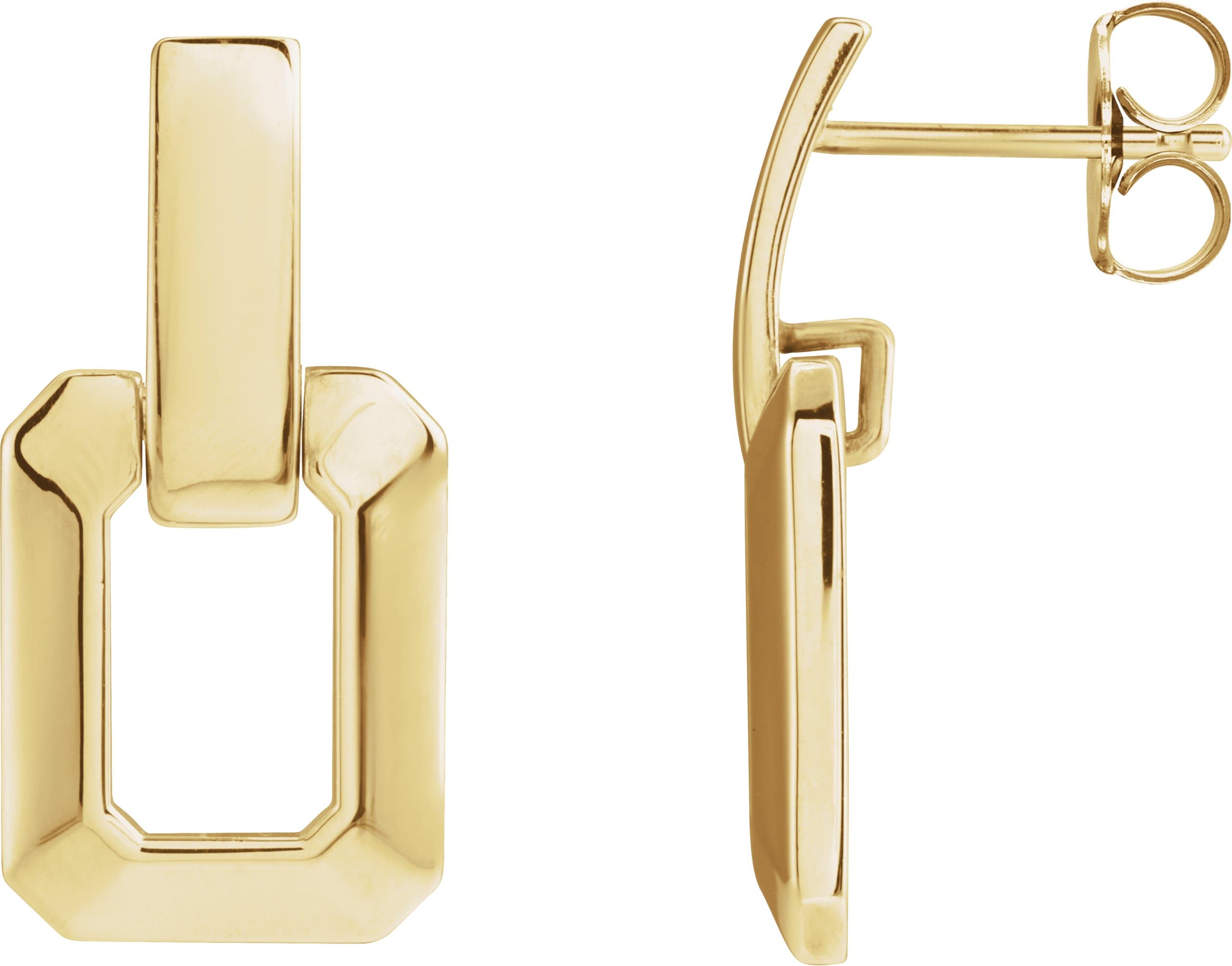 14K Rose Geometric Drop Earring