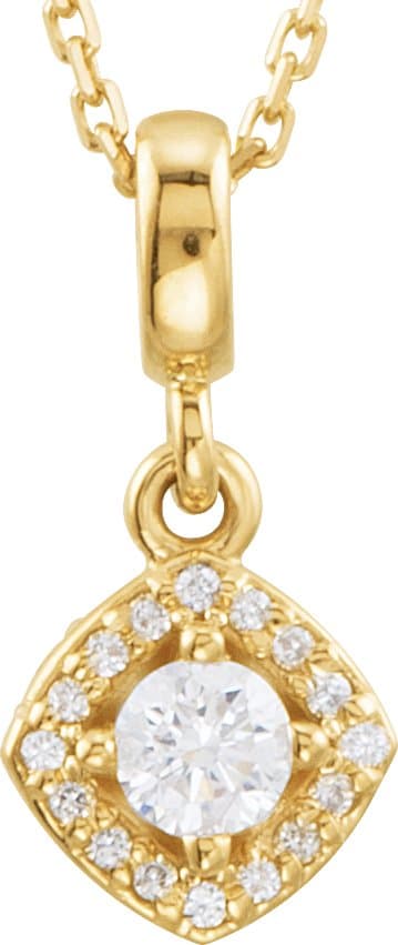 14K White 1/5 CTW Natural Diamond Halo-Style 18 Necklace