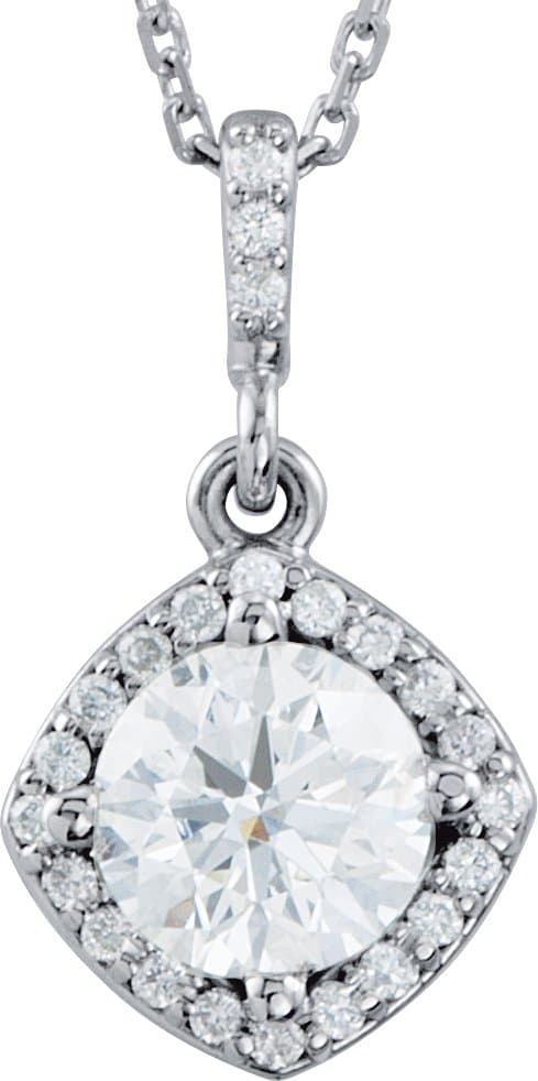 14K White 1/2 CTW Natural Diamond Halo-Style 18 Necklace