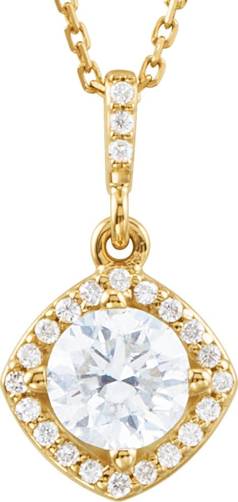 14K White 1/2 CTW Natural Diamond Halo-Style 18 Necklace