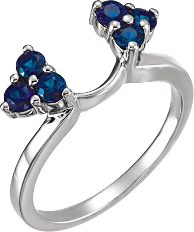 14K White Natural Blue Sapphire Wrap-Style Enhancer Ring