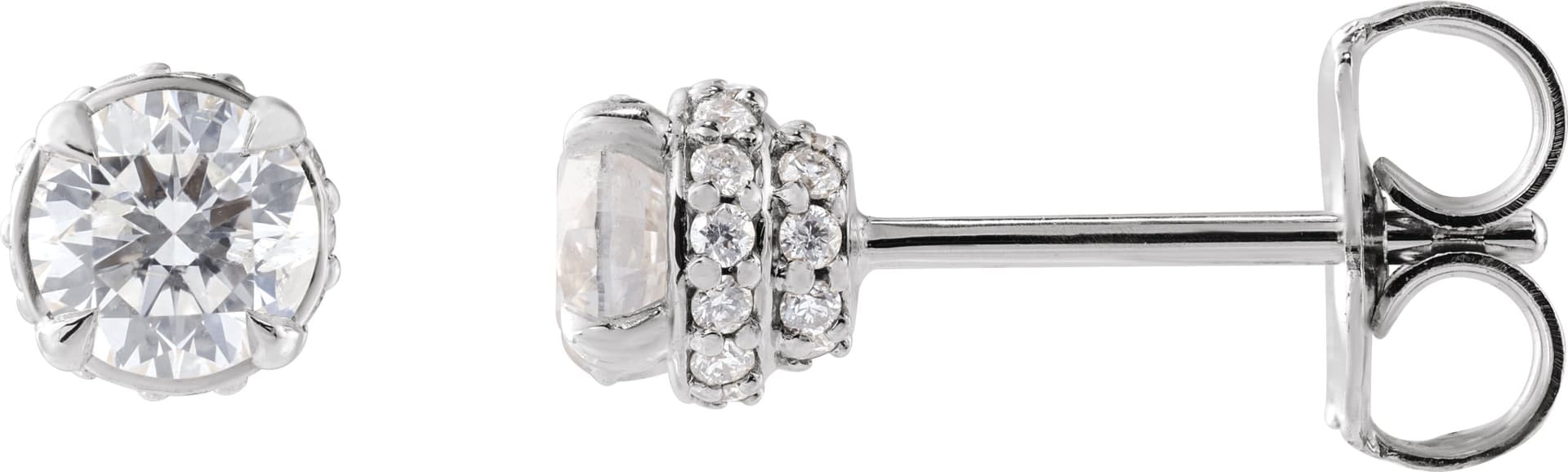 14K Rose 1/2 CTW Natural Diamond Hidden Halo Earrings