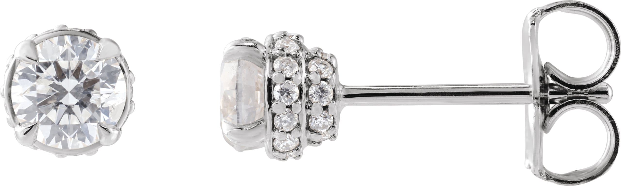 14K Rose 1/2 CTW Natural Diamond Hidden Halo Earrings