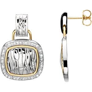 Sterling Silver & 14K Yellow 1/2 CTW Natural Diamond Zebra Skin Earrings