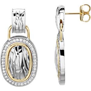 Sterling Silver & 14K Yellow 1/5 CTW Natural Diamond Zebra Skin Earring