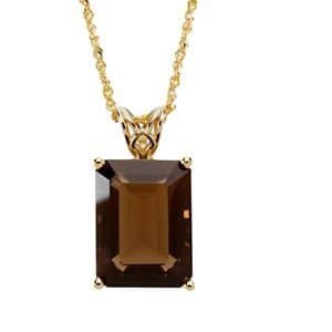14K Yellow Natural Smoky Quartz Scroll Setting® 18 Necklace