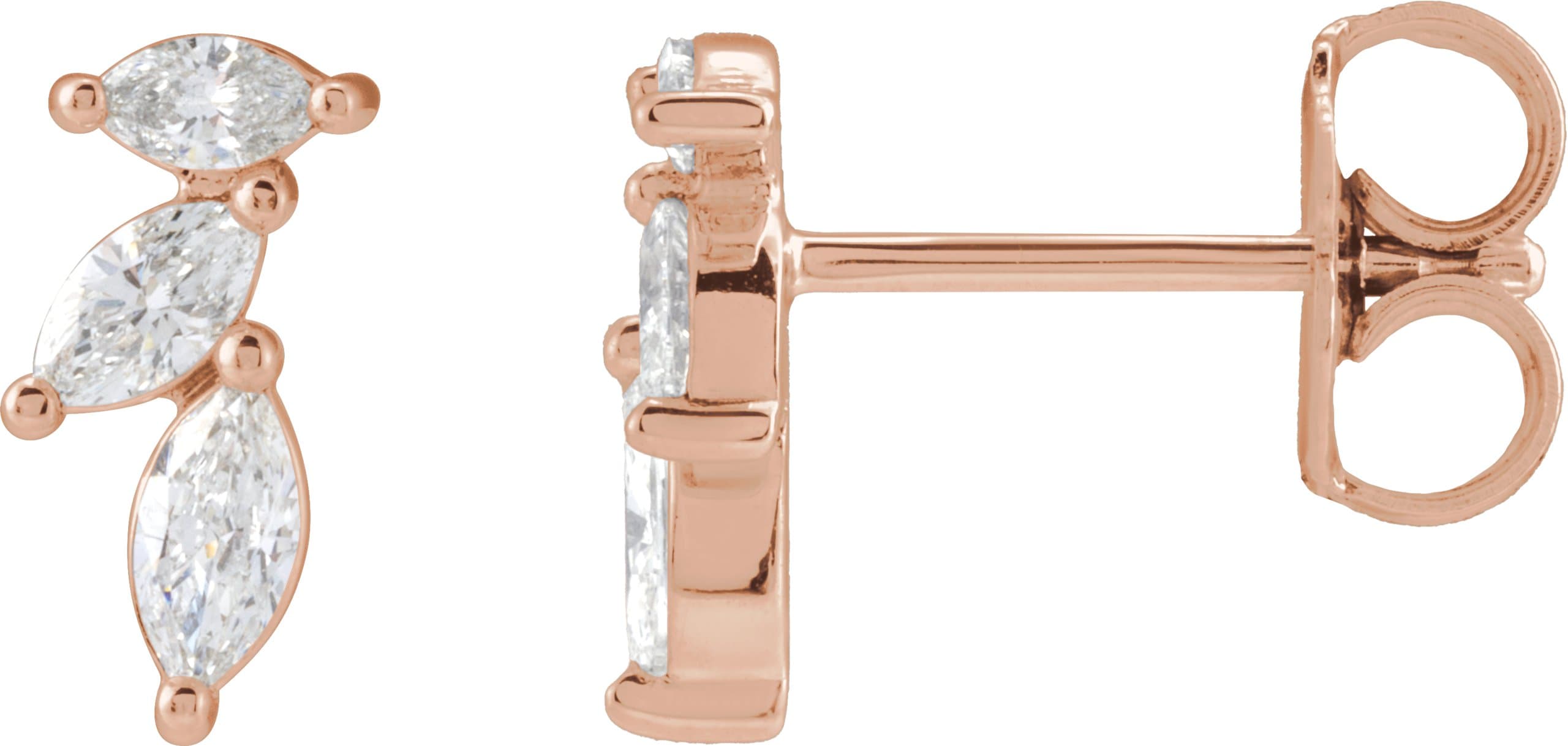 14K Rose 1/3 CTW Natural Diamond Nature-Inspired Earrings