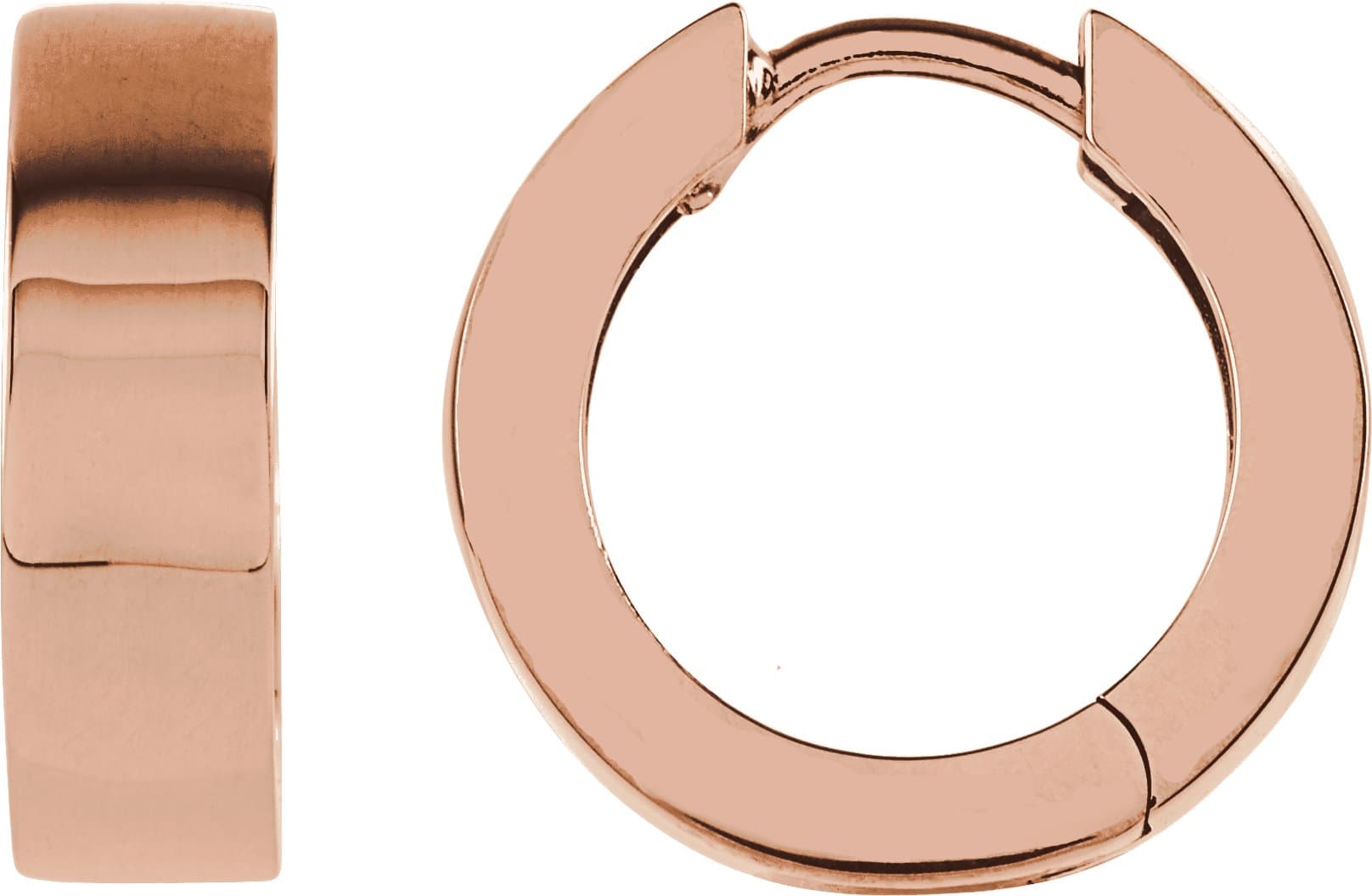 14K Rose Hinged 14.5 mm Hoop Earrings