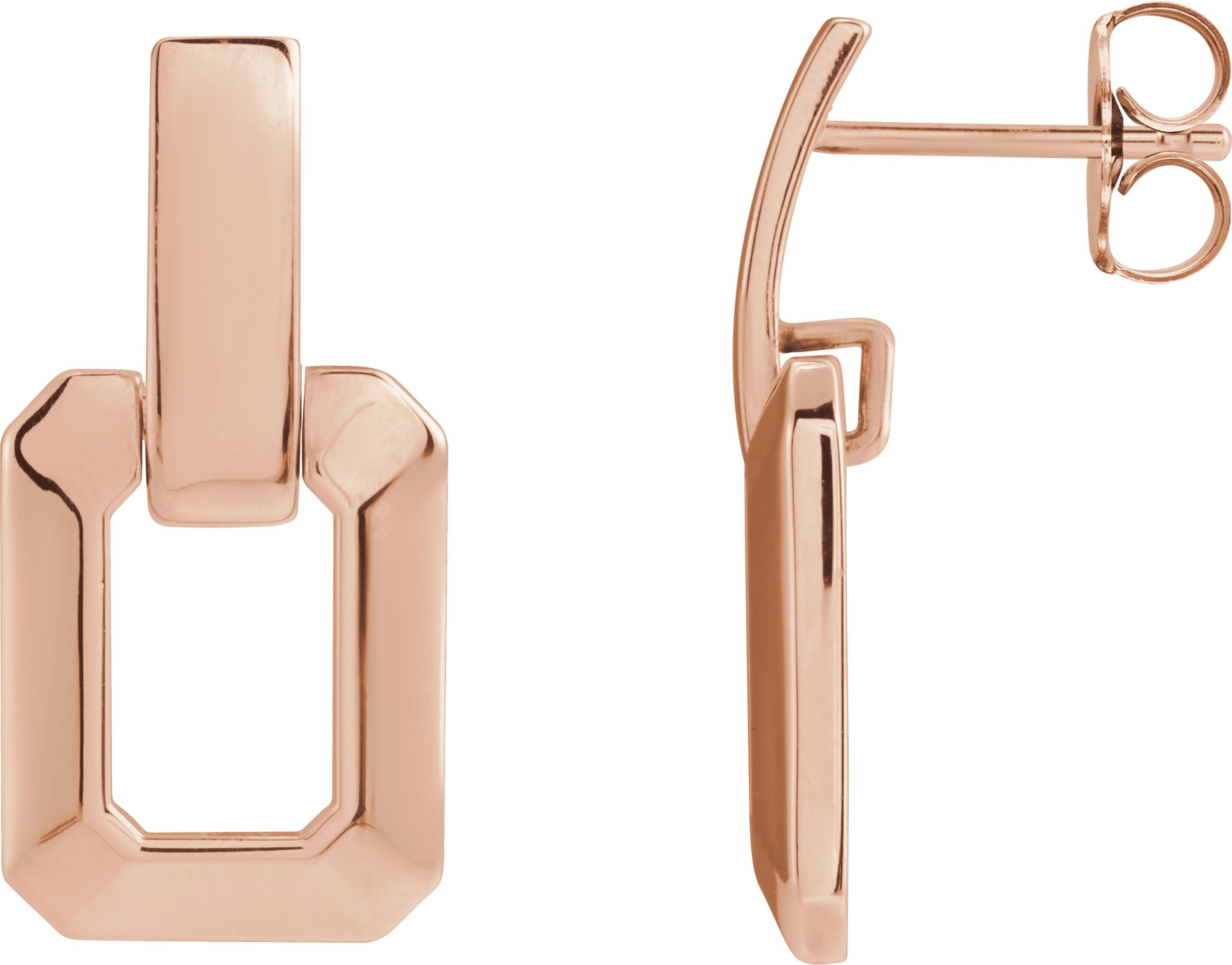 14K Rose Geometric Drop Earring