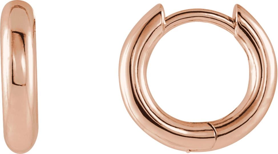 14K Rose Hinged 12 mm Hoop Earrings