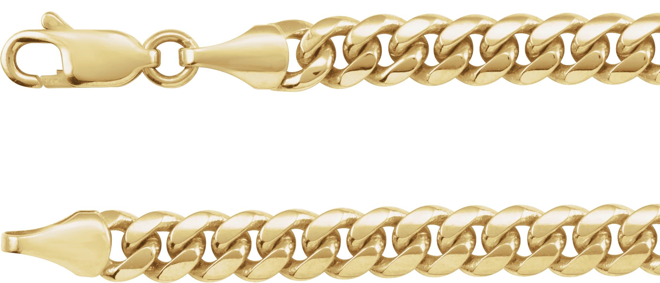 14K Yellow 5 mm Miami Cuban Curb 18 Chain