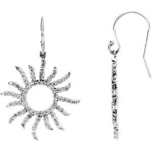 14K White 5/8 CTW Natural Diamond Sun Earrings
