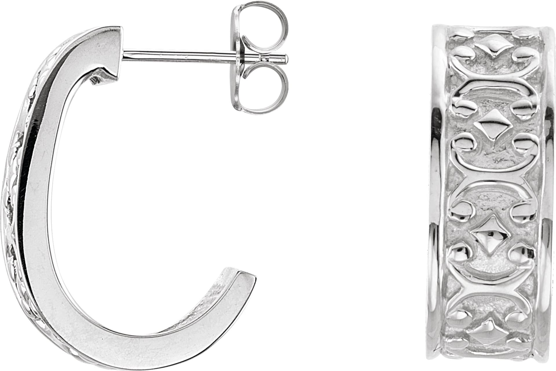 14K Rose J-Hoop Earrings