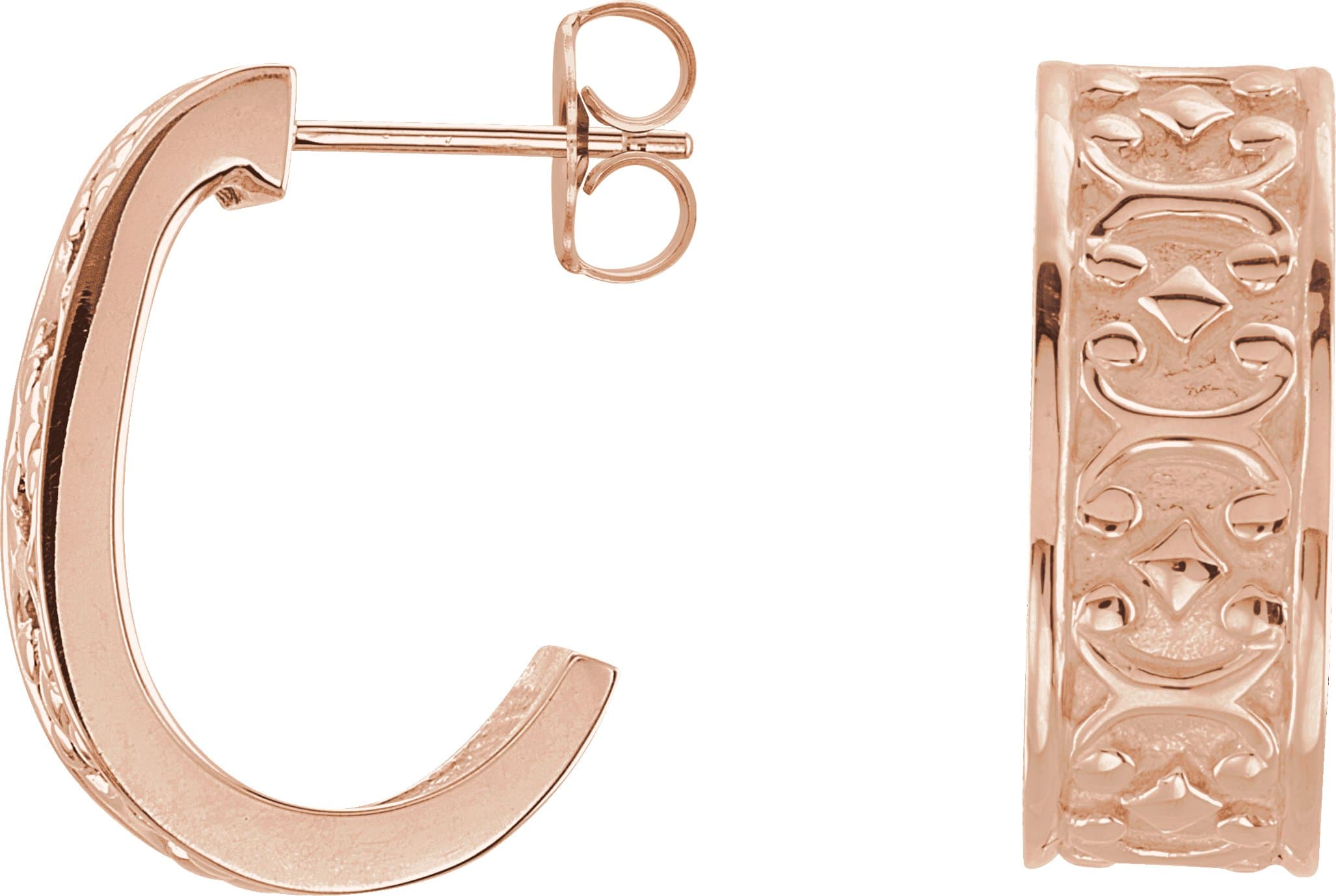 14K Rose J-Hoop Earrings