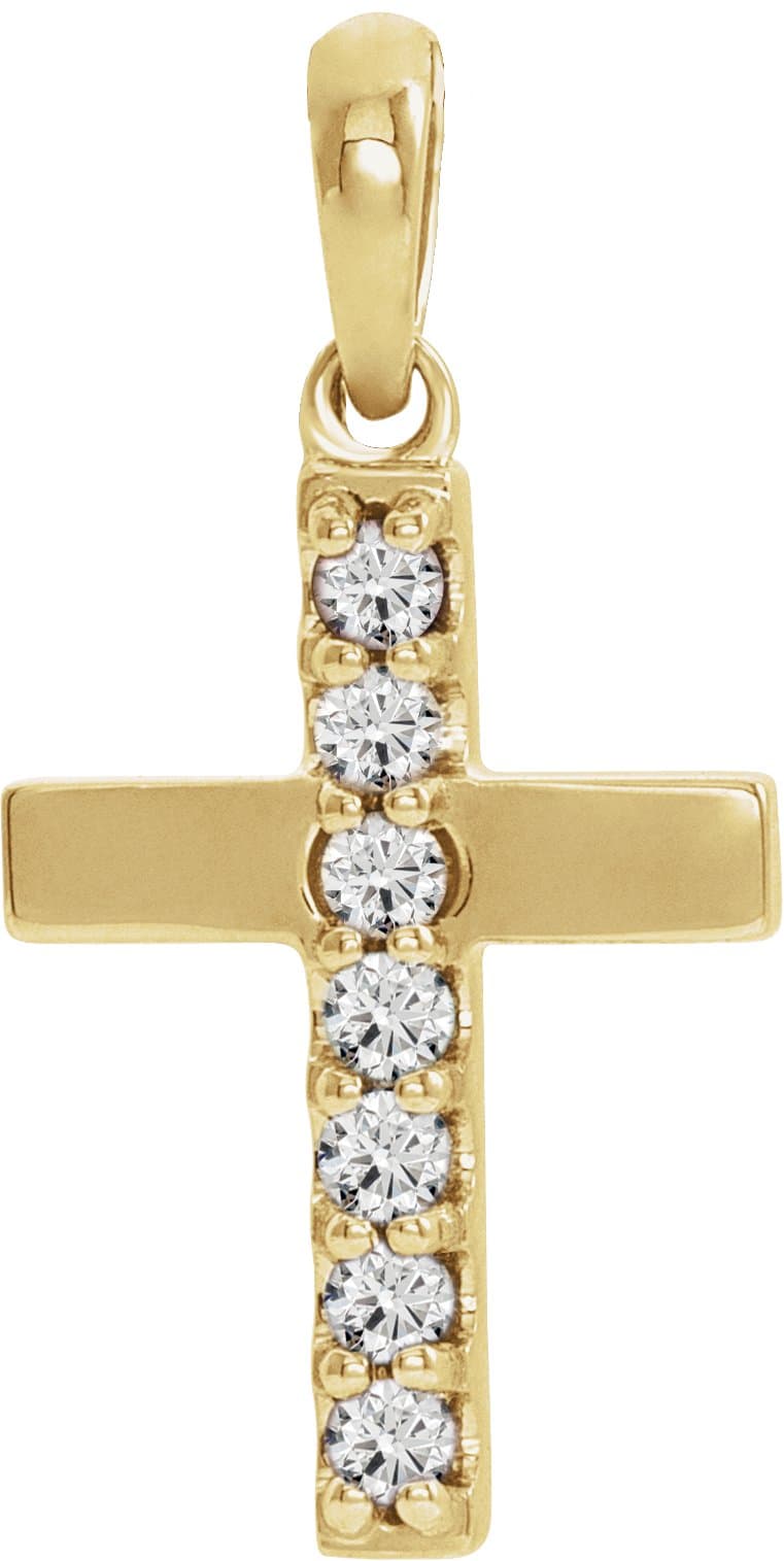 14K Rose Lab-Grown Diamond Cross Pendant