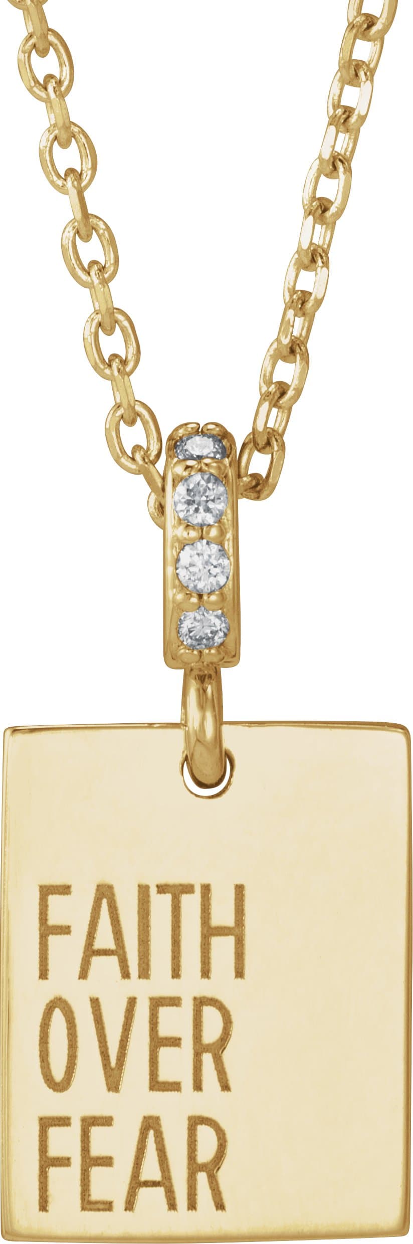14K Rose .02 CTW Natural Diamond Faith Over Fear 16-18 Necklace