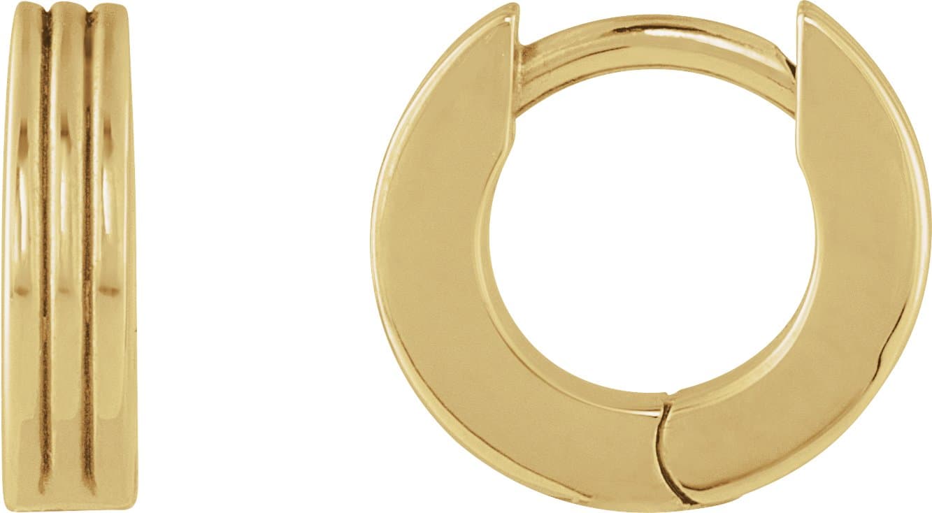 14K Rose Hinged 15 mm Huggie Hoop Earring