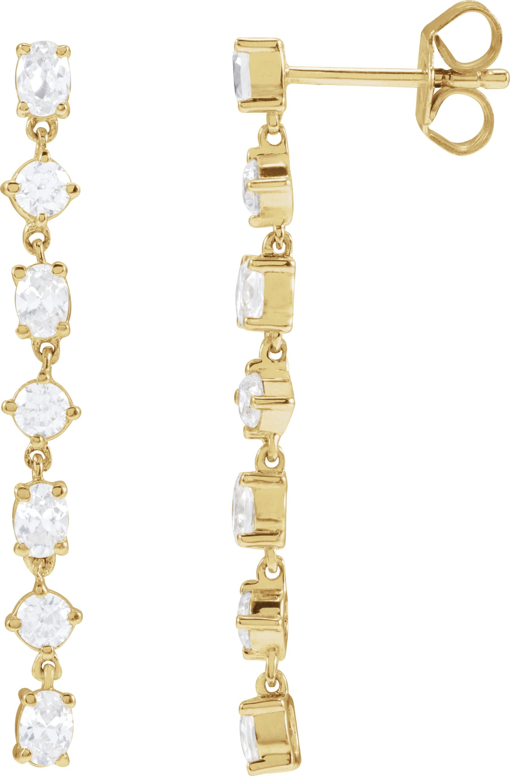 14K Yellow Gold 1 1/5 CTW Lab-Grown Diamond  Dangle Earrings