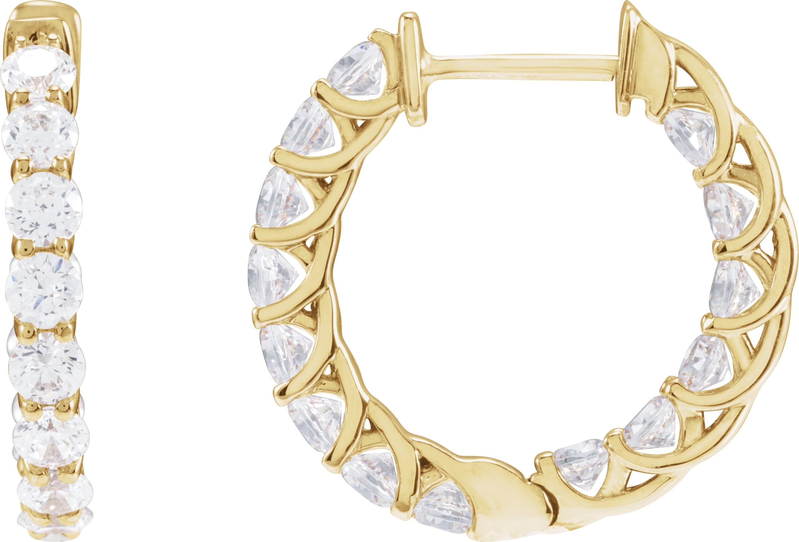 14K Rose 2 1/5 CTW Lab-Grown Diamond Inside-Outside 19.7 mm Hoop Earrings