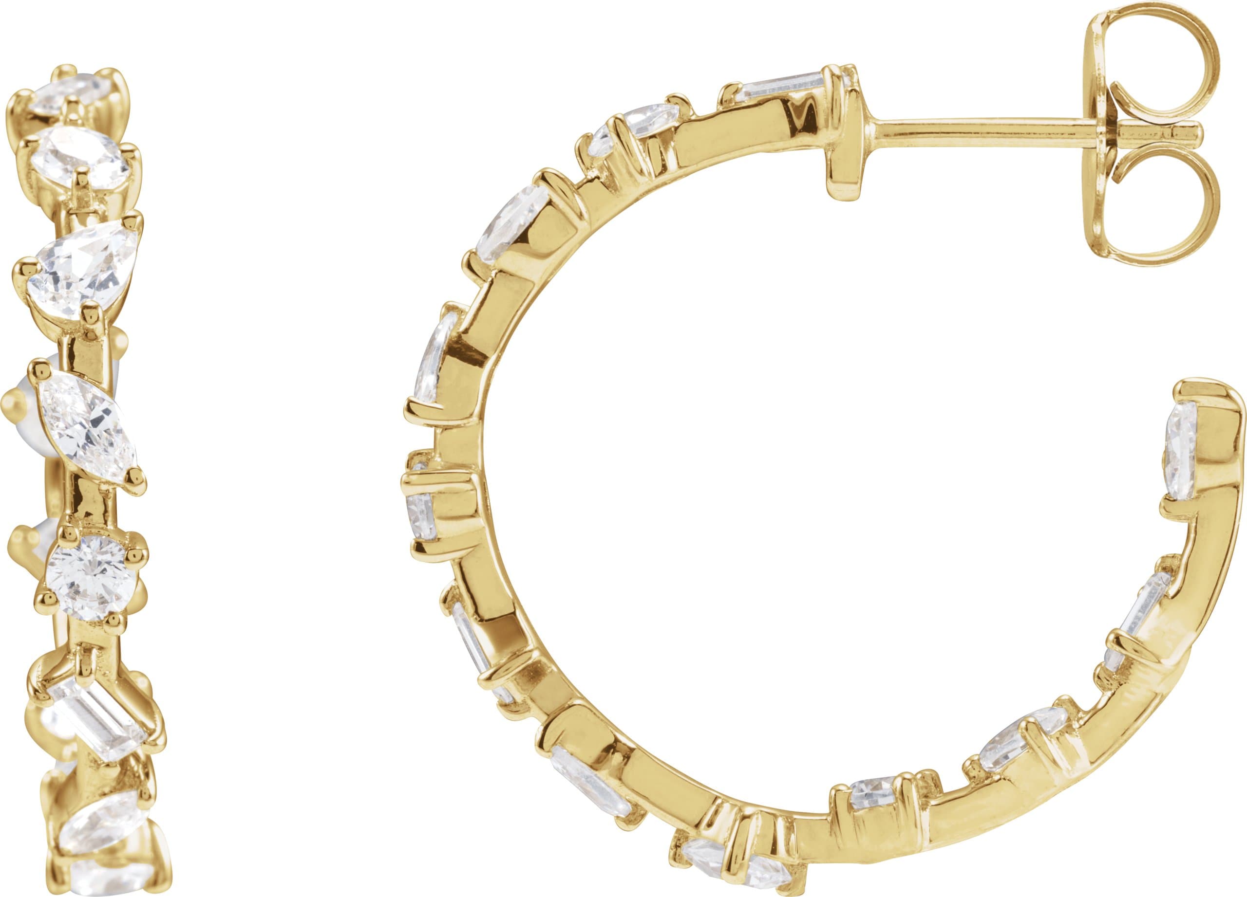14K Rose 2 CTW Lab-Grown Diamond 24.4 mm Hoop Earrings
