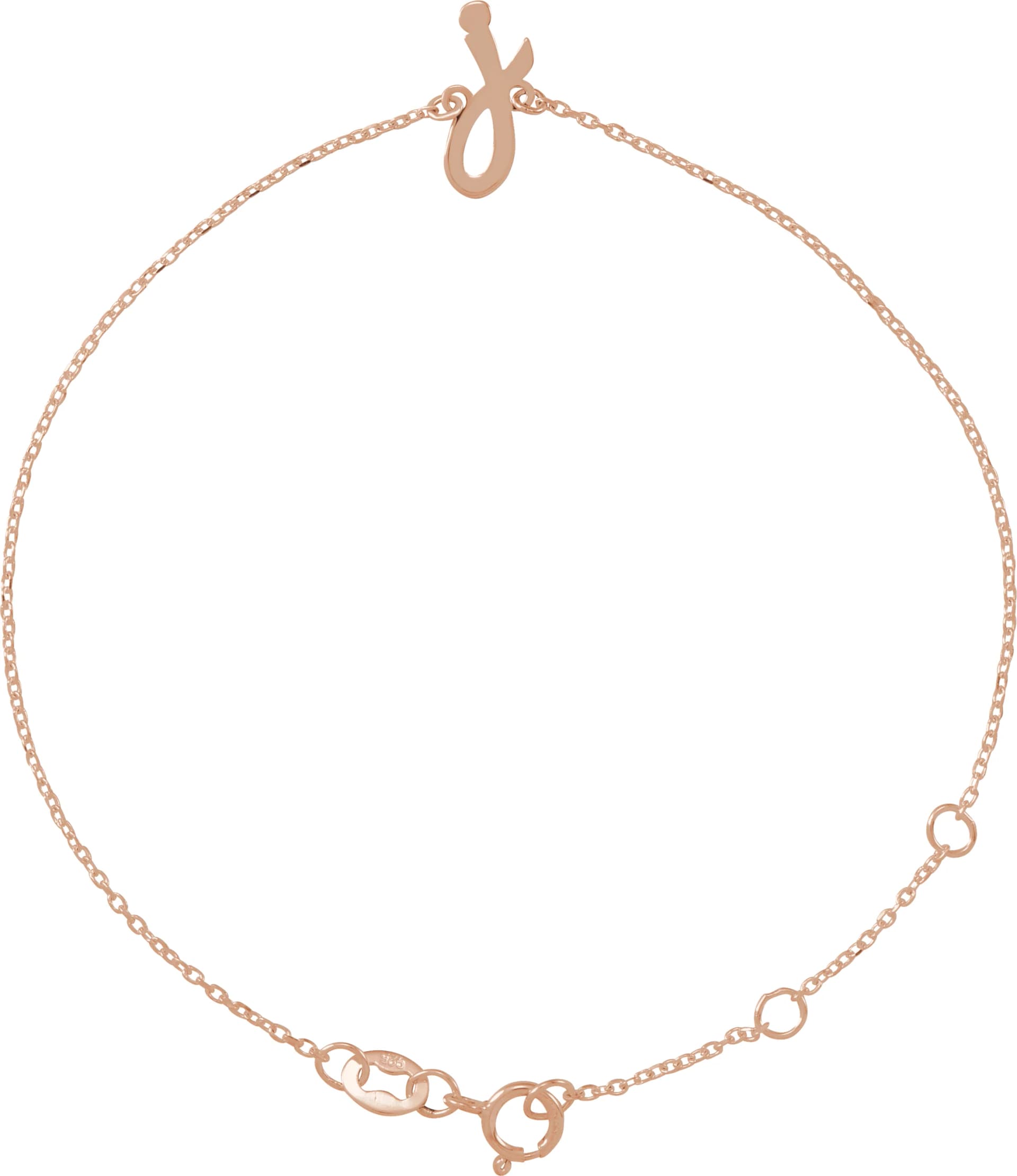 14K Rose Initial J 6 1/2-7 1/2" Bracelet