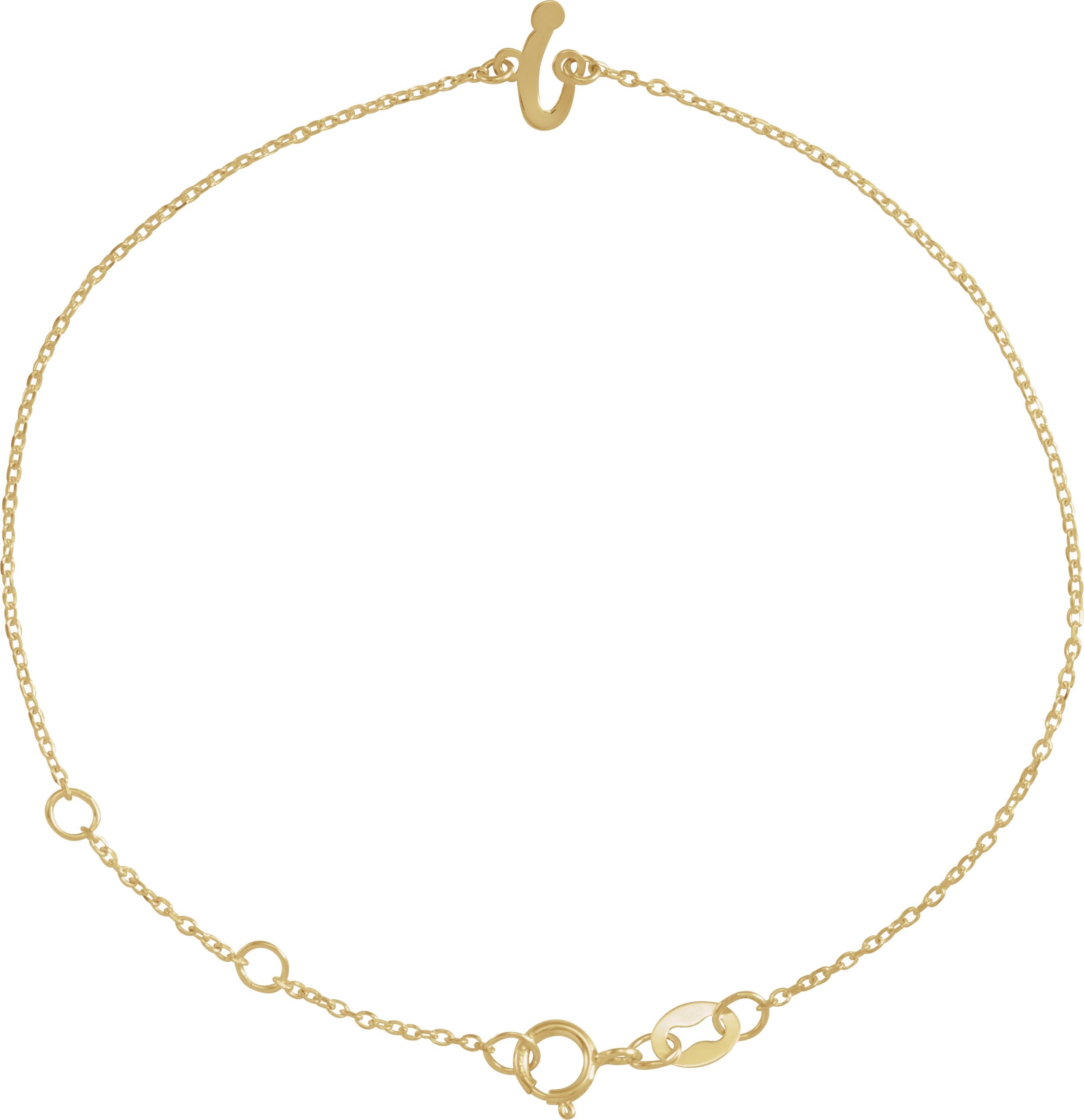 14K Rose Initial A 6 1/2-7 1/2" Bracelet