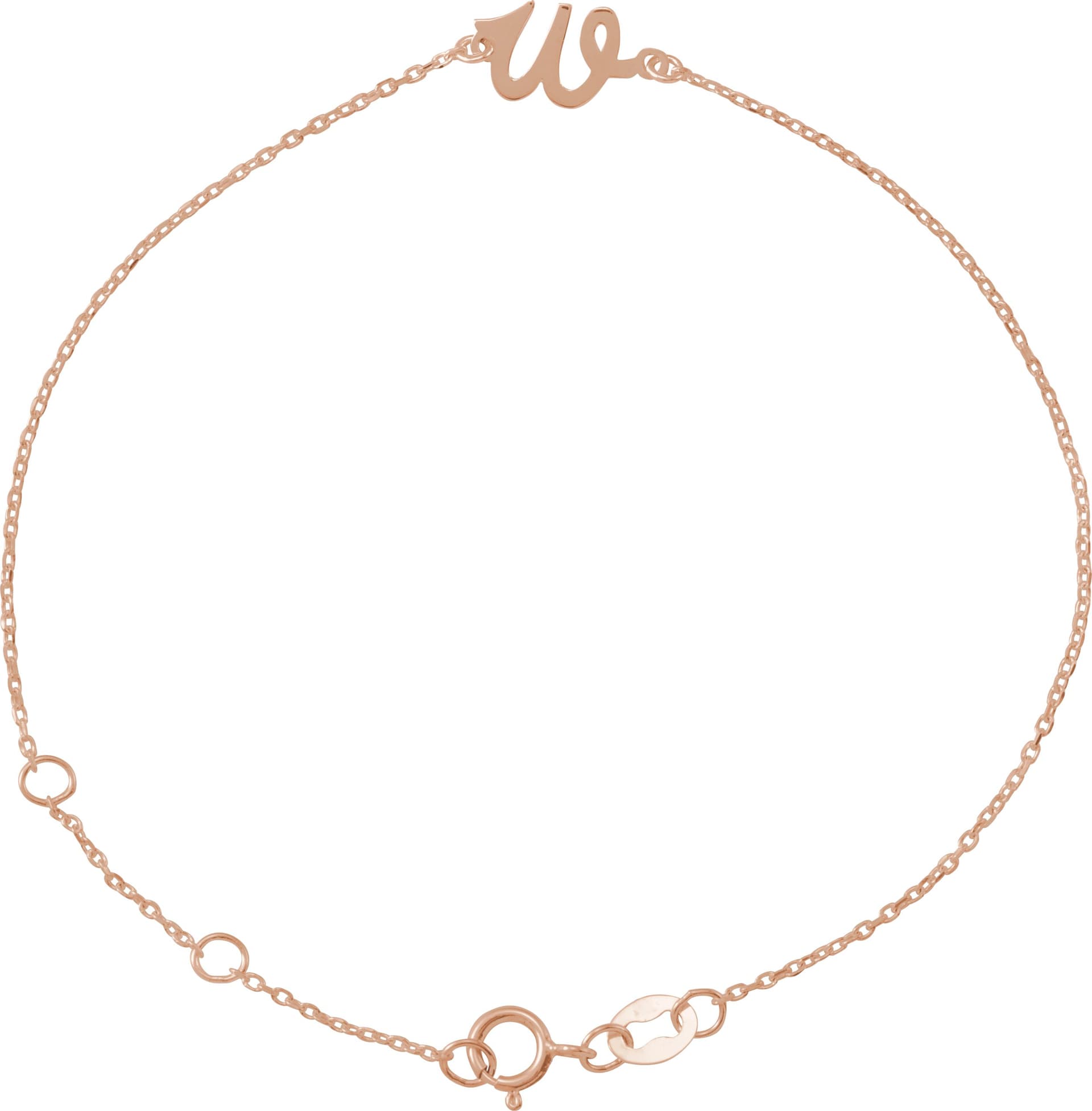 14K Rose Initial A 6 1/2-7 1/2" Bracelet