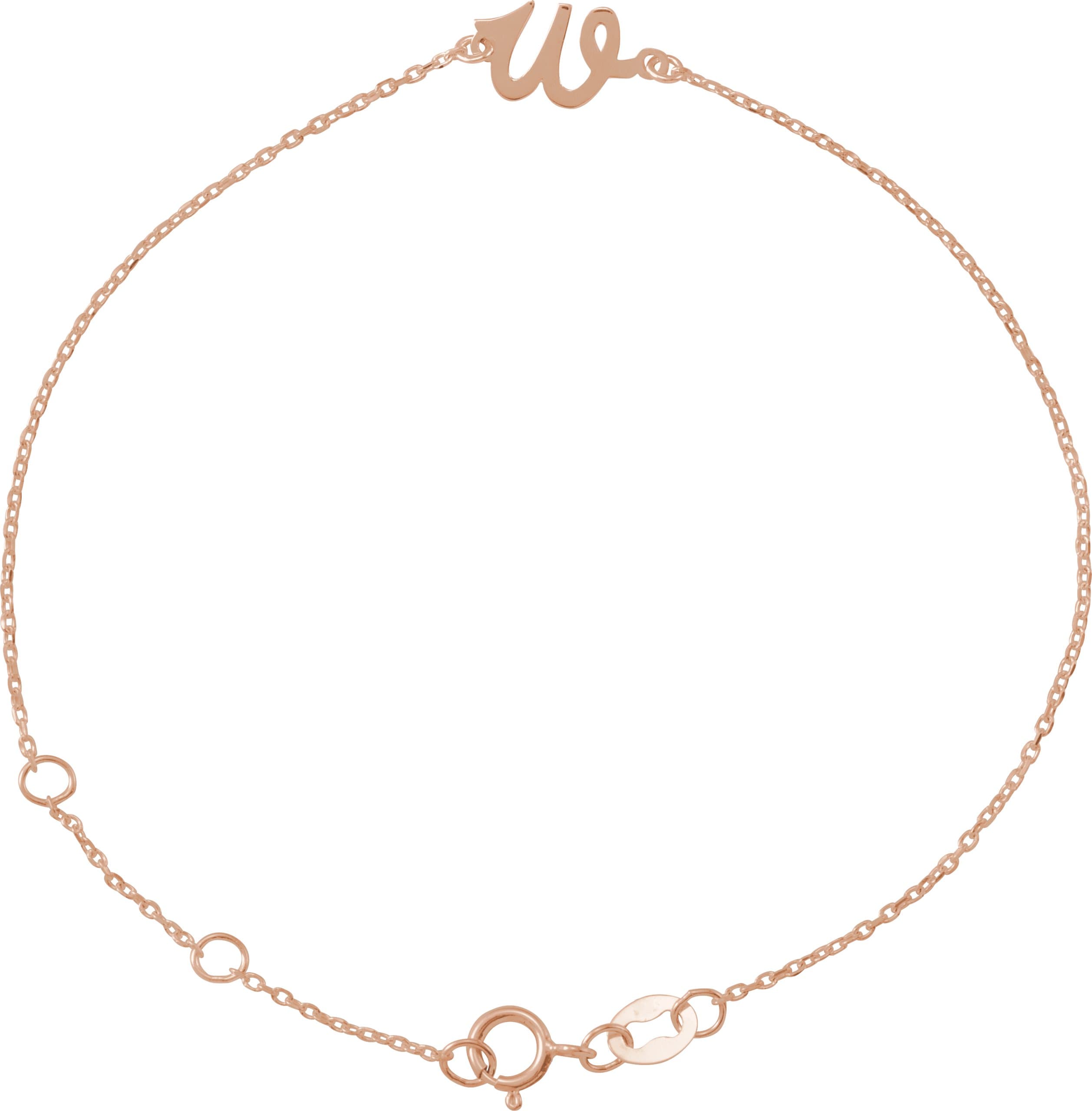 14K Rose Initial A 6 1/2-7 1/2" Bracelet