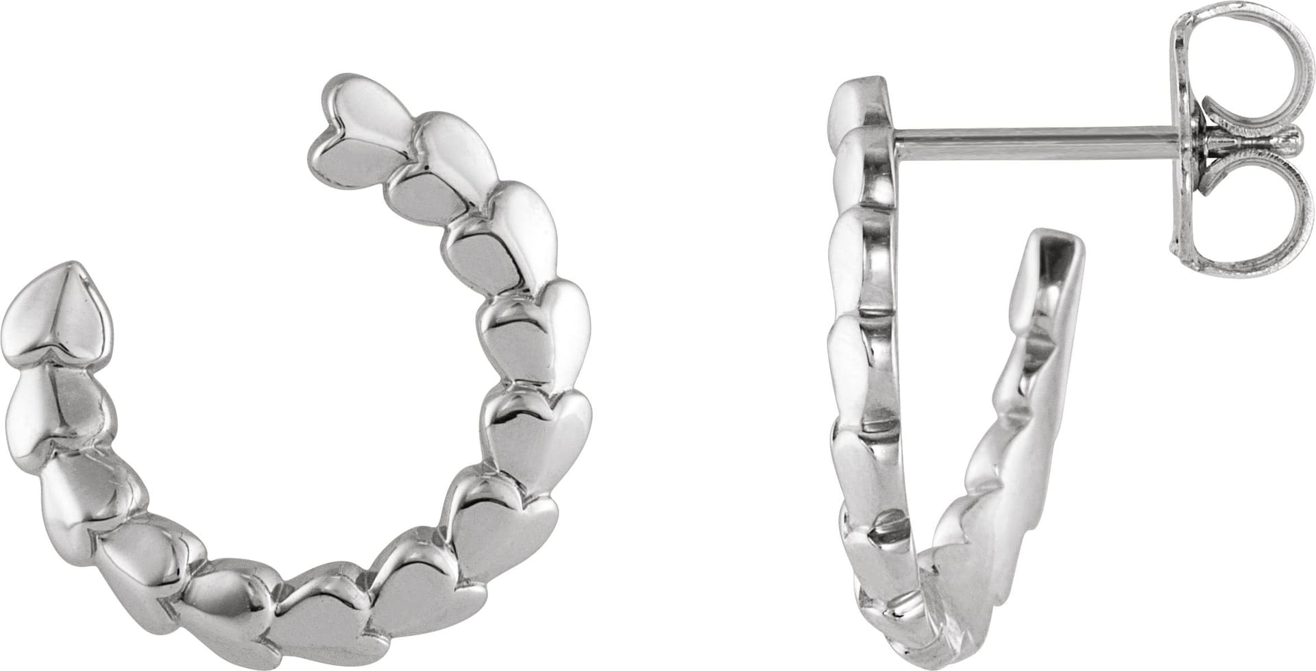 14K Rose Front-Back Heart 14.2 mm Left Hoop Earrings