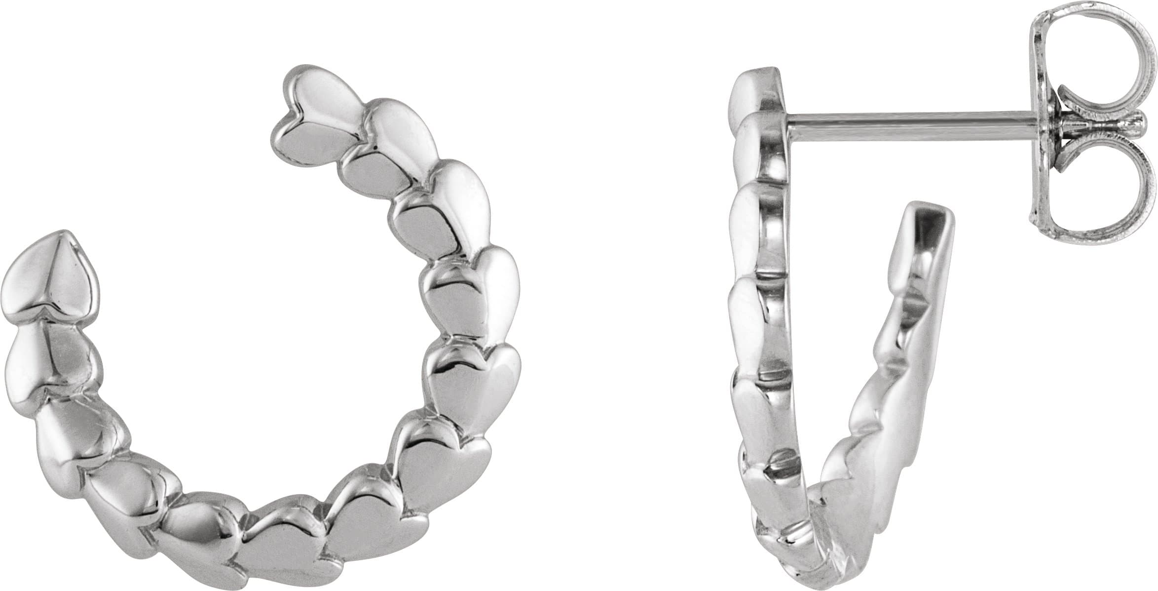 14K Rose Front-Back Heart 14.2 mm Left Hoop Earrings