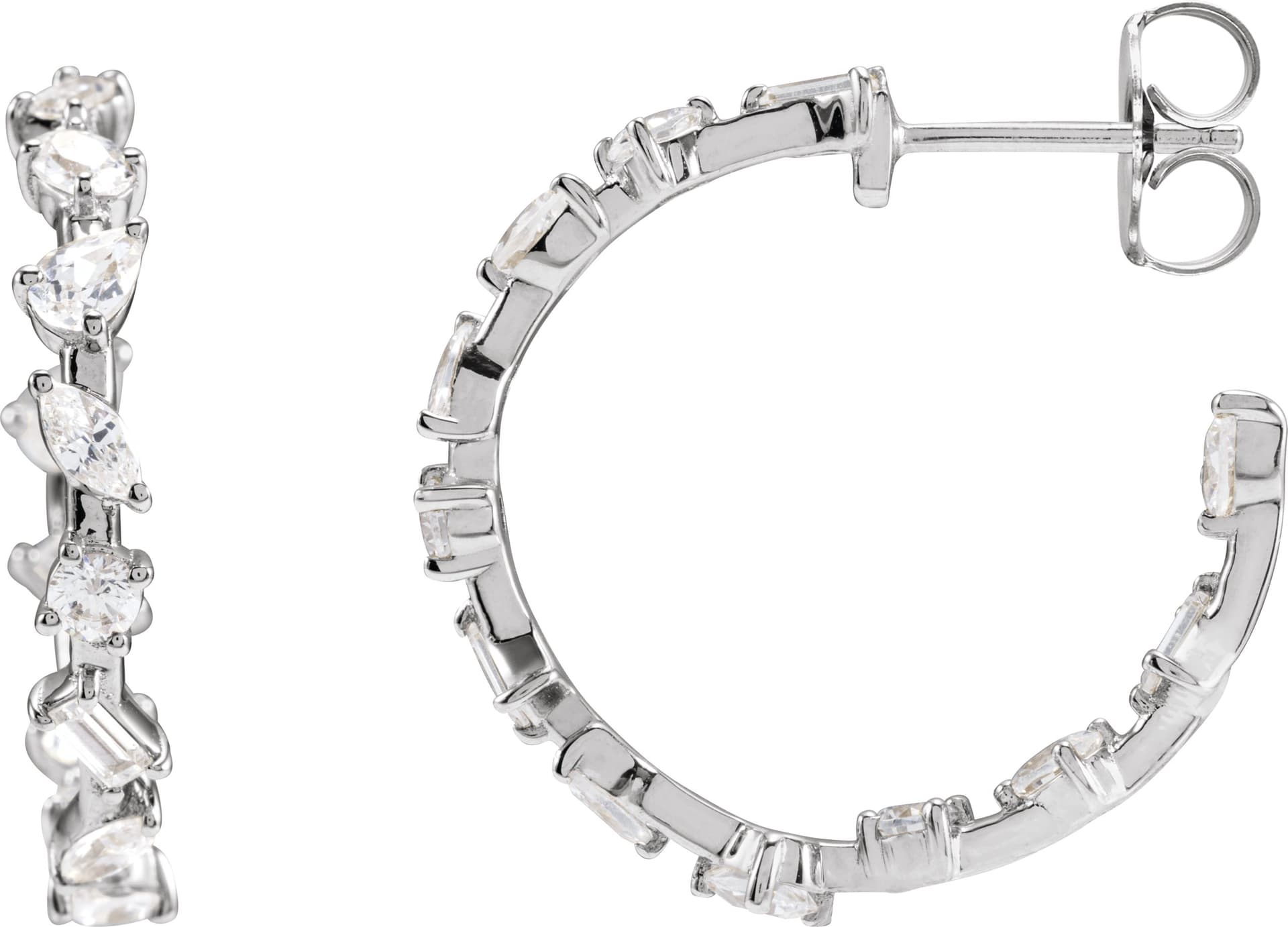 14K Rose 2 CTW Lab-Grown Diamond 24.4 mm Hoop Earrings