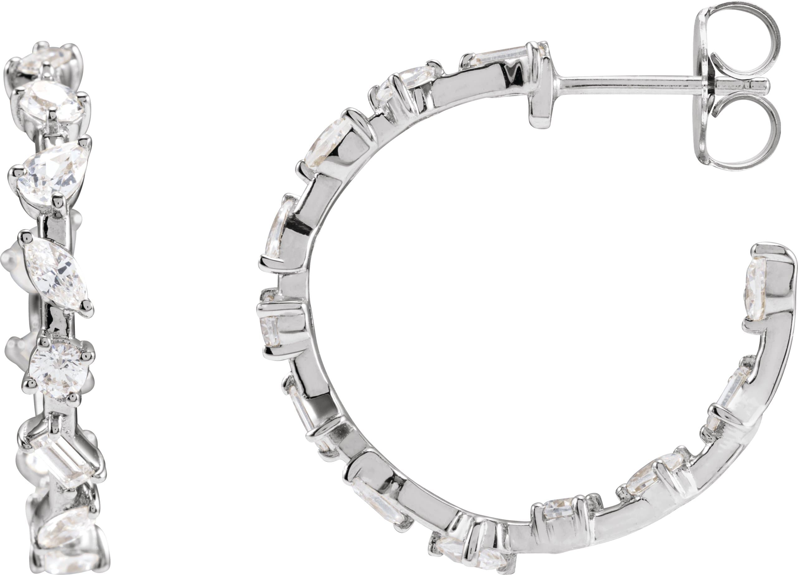 14K Rose 2 CTW Lab-Grown Diamond 24.4 mm Hoop Earrings