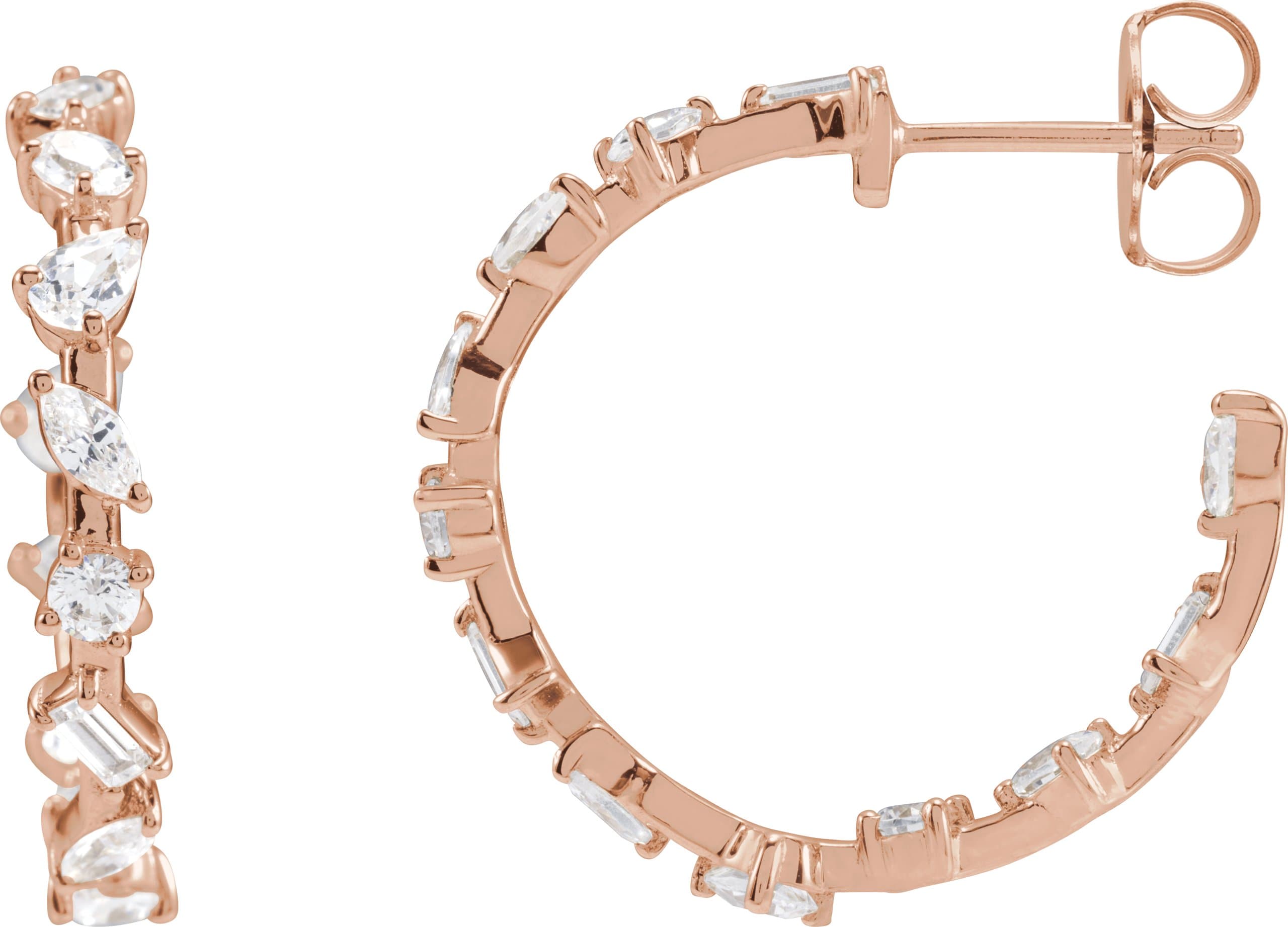 14K Rose 2 CTW Lab-Grown Diamond 24.4 mm Hoop Earrings