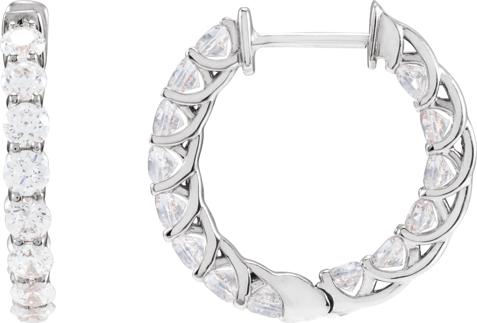14K Yellow Gold 2 1/5 CTW Natural Diamond Inside-Outside 19.7 mm Hoop Earrings