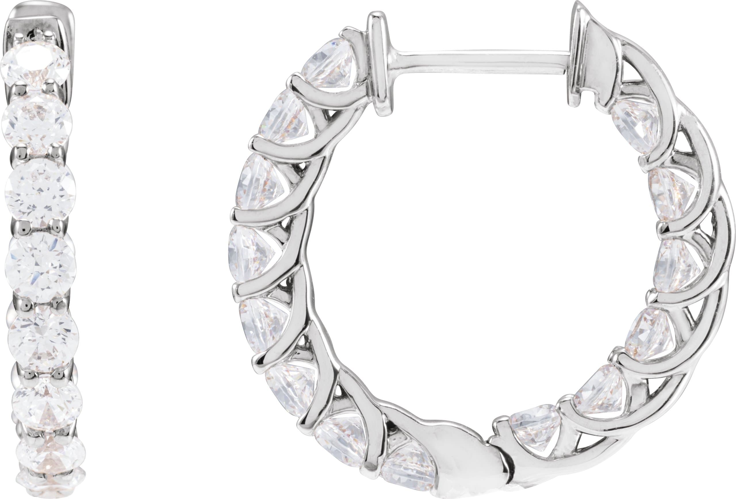 14K Rose 2 1/5 CTW Lab-Grown Diamond Inside-Outside 19.7 mm Hoop Earrings