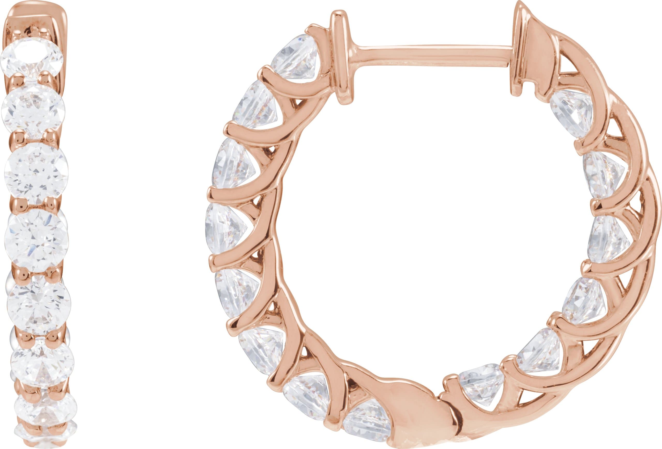 14K Rose 2 1/5 CTW Lab-Grown Diamond Inside-Outside 19.7 mm Hoop Earrings